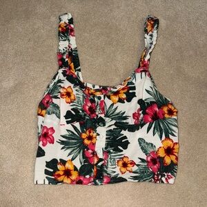 Tropical/floral designed medium Guess stretchy cropped tank top